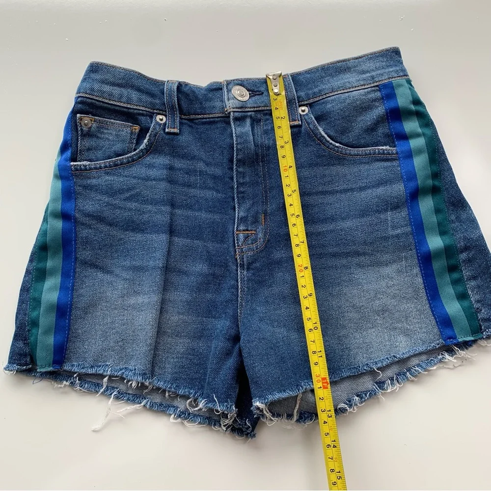 Hudson Sade Cut Off Jean Shorts 25 Blue Striped - Picture 9 of 11